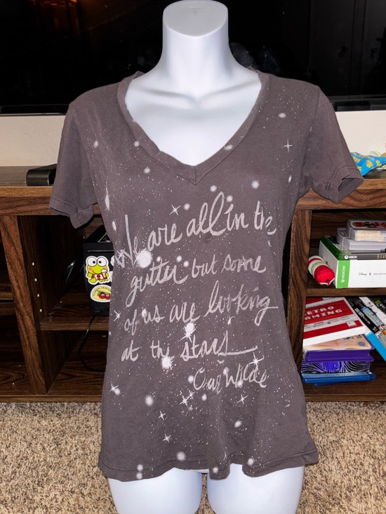 Doe Tops - (3 for $15) Y2K Oscar Wilde Quote Women’s Brown Script Graphic V-Neck Tee
